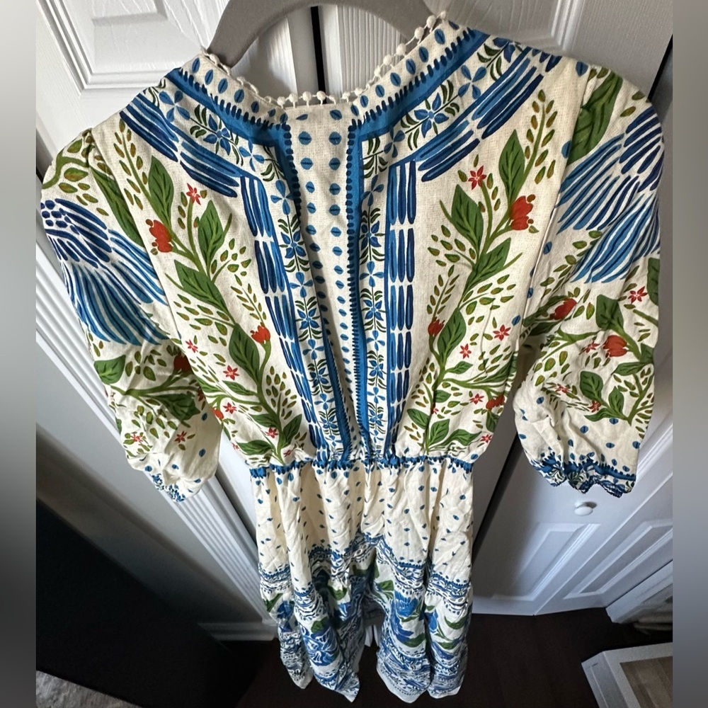 Farm Rio Macaw Flight Maxi Dress Off White Blue Floral NWT Size S - Picture 16 of 16